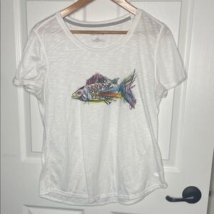 Reel Legends White Tee with Vibrant Fish Design